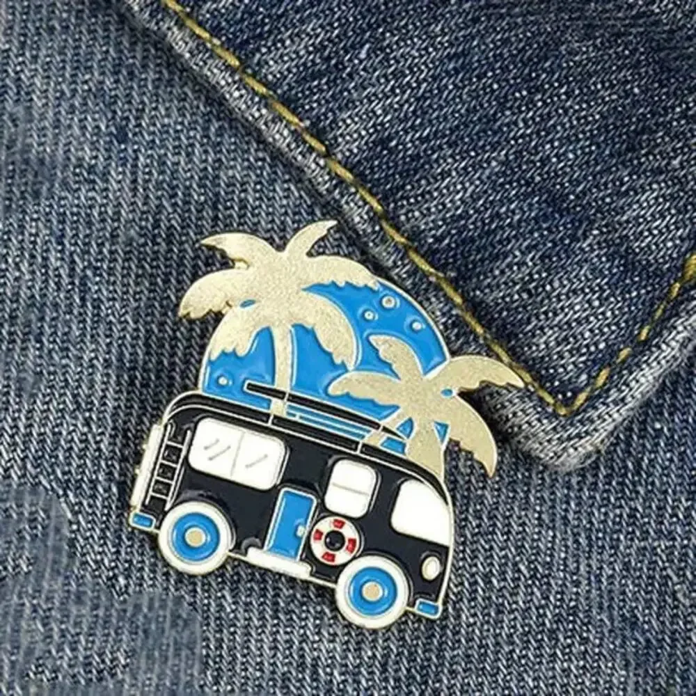California Van Life Palm Tree and Beach Enamel Pins 396-1
